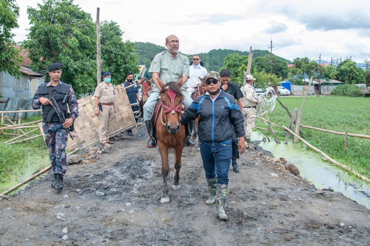 Manipur CM N Biren inspected pony breeding farm in Lamphelpat