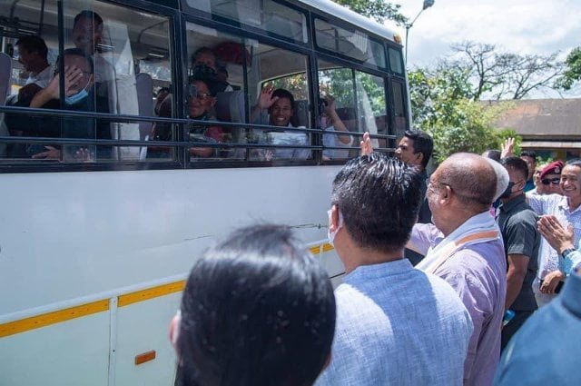 CM N Biren launches Somdal Imphal Bus service.