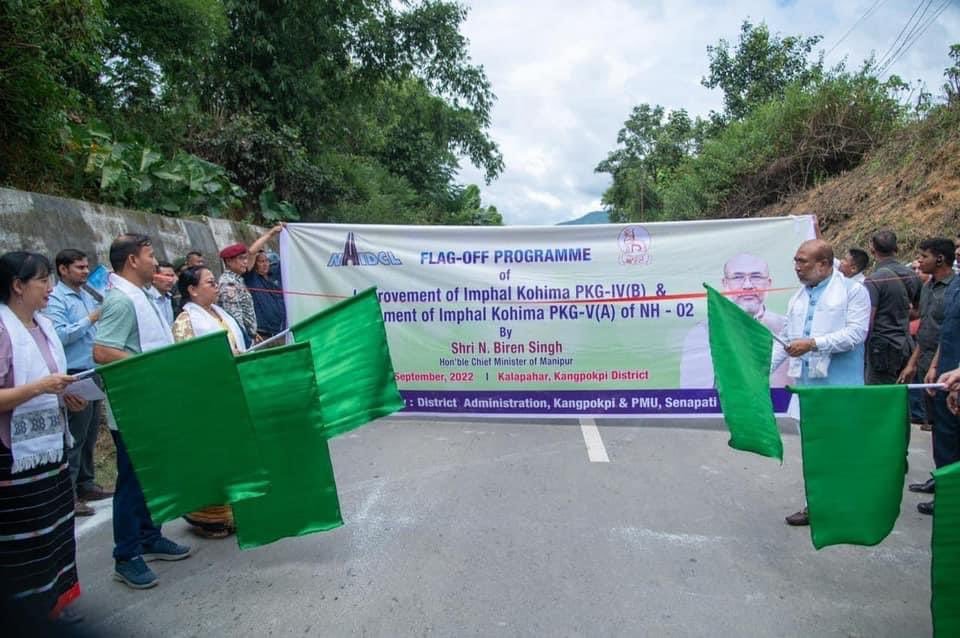 Imphal Kohima road improvement program flag off by CM N Biren.