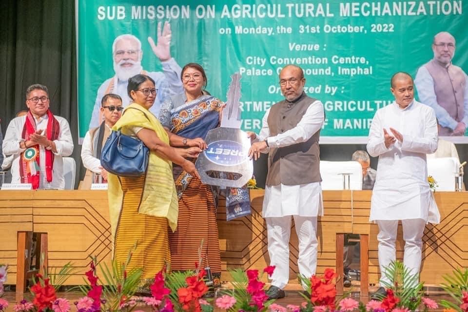 Farm machinery distributed to be used in the paddy fields in Manipur