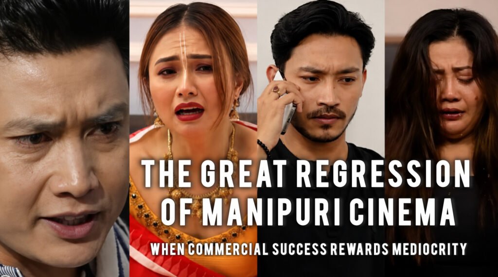 The Great Regression of Manipuri Cinema: When Commercial Success Rewards Mediocrity 2 Manipuri cinema has never lacked talented actors, writers, cinematographers, musicians, or directors. The crisis stems from something far more troubling: the growing normalization of mediocrity.