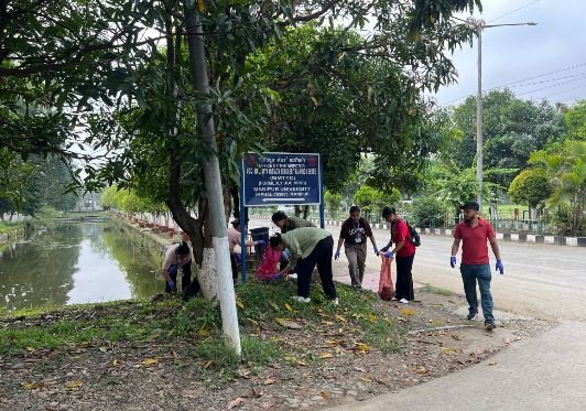 Manipur University Holds Mass Cleanliness Drive, Anti-Plastic Campaign Ahead of WED