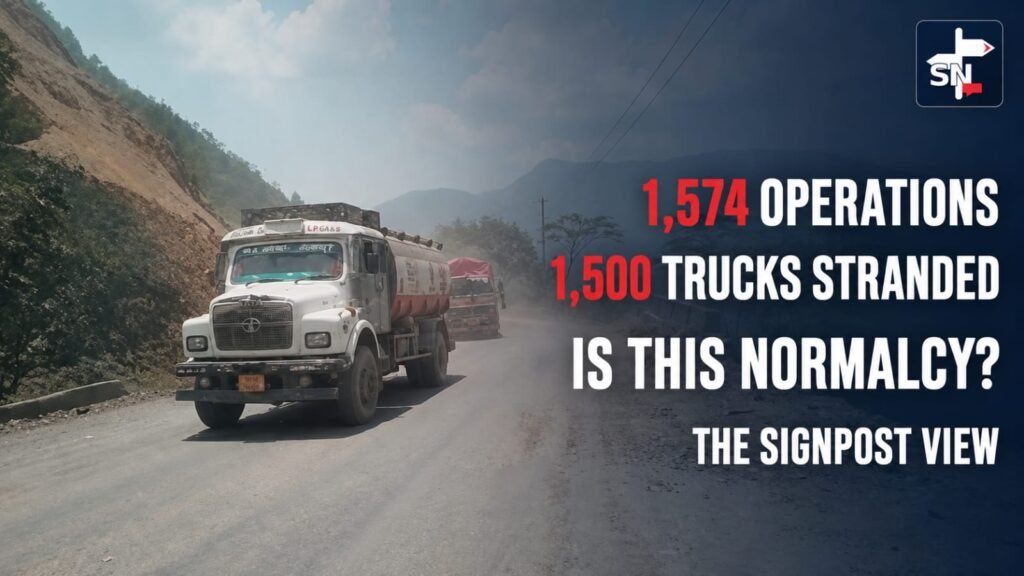 1,574 Search Operations Later, Manipur Still Cannot Call It Peace 1 Goods trucks travelling along NH-37 in Manipur amid concerns over security escorts, prolonged congestion and the restoration of normalcy.