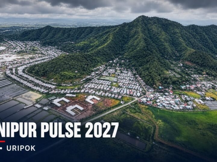 Manipur Pulse 2027 Begins with Uripok: What Has Changed Since the Last Election? 1 Aerial landscape of AC 10–Uripok with surrounding hills, settlements, roads and agricultural fields.